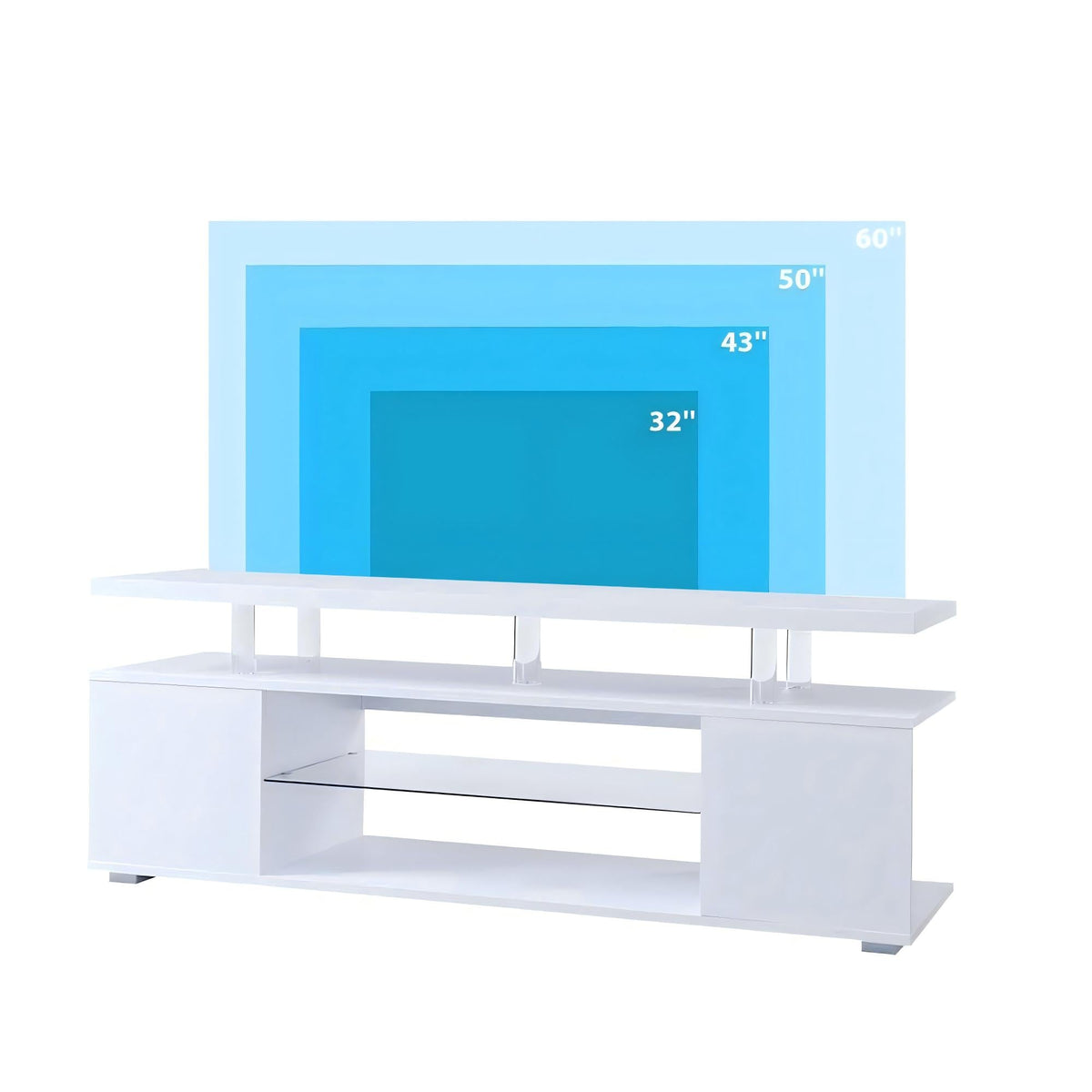 TV Stand LED Gaming Entertainment Center Media Storage Console Table with Large Side Cabinet for Living Room