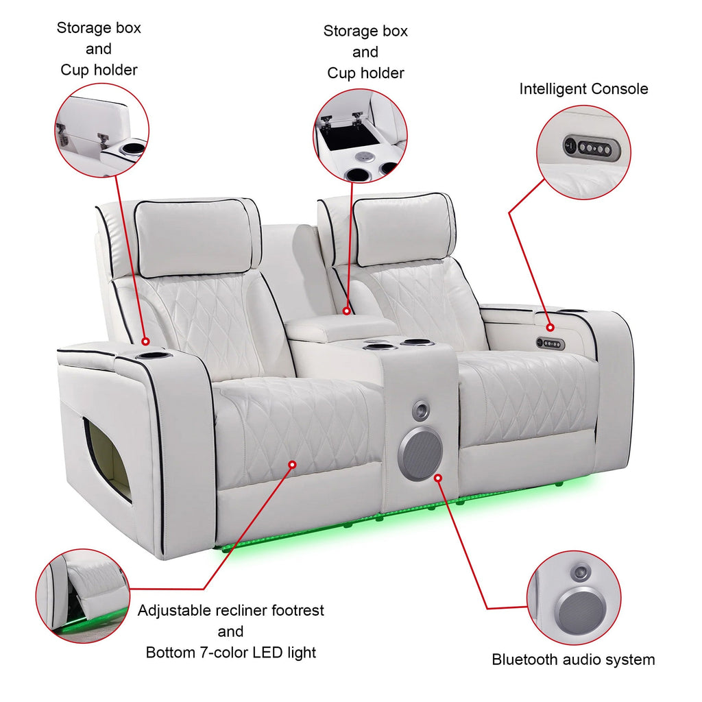Jessie White Power Recliner 2-seater Loveseat