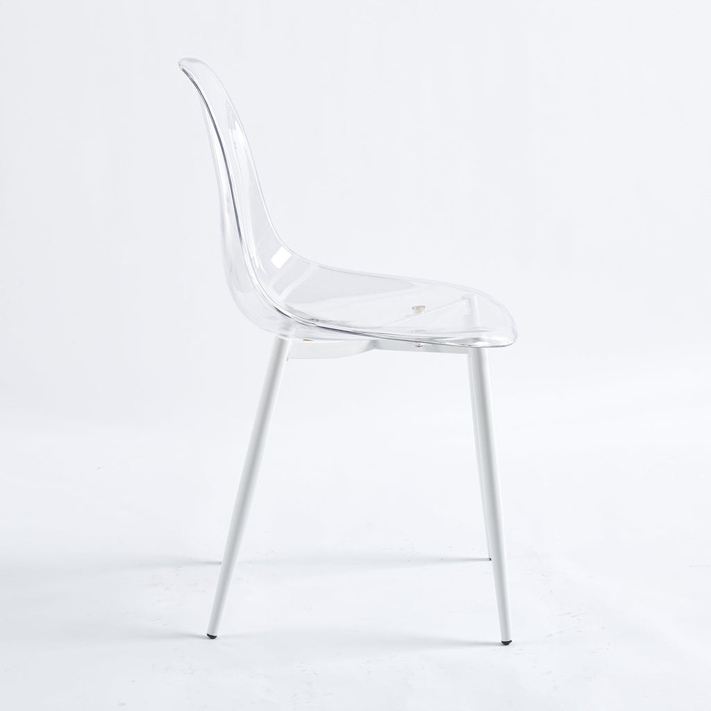 Clear Acrylic Accent Side Chairs w/ Metal Legs for Dining/Kitchen/Living Room 2pCS/CTN