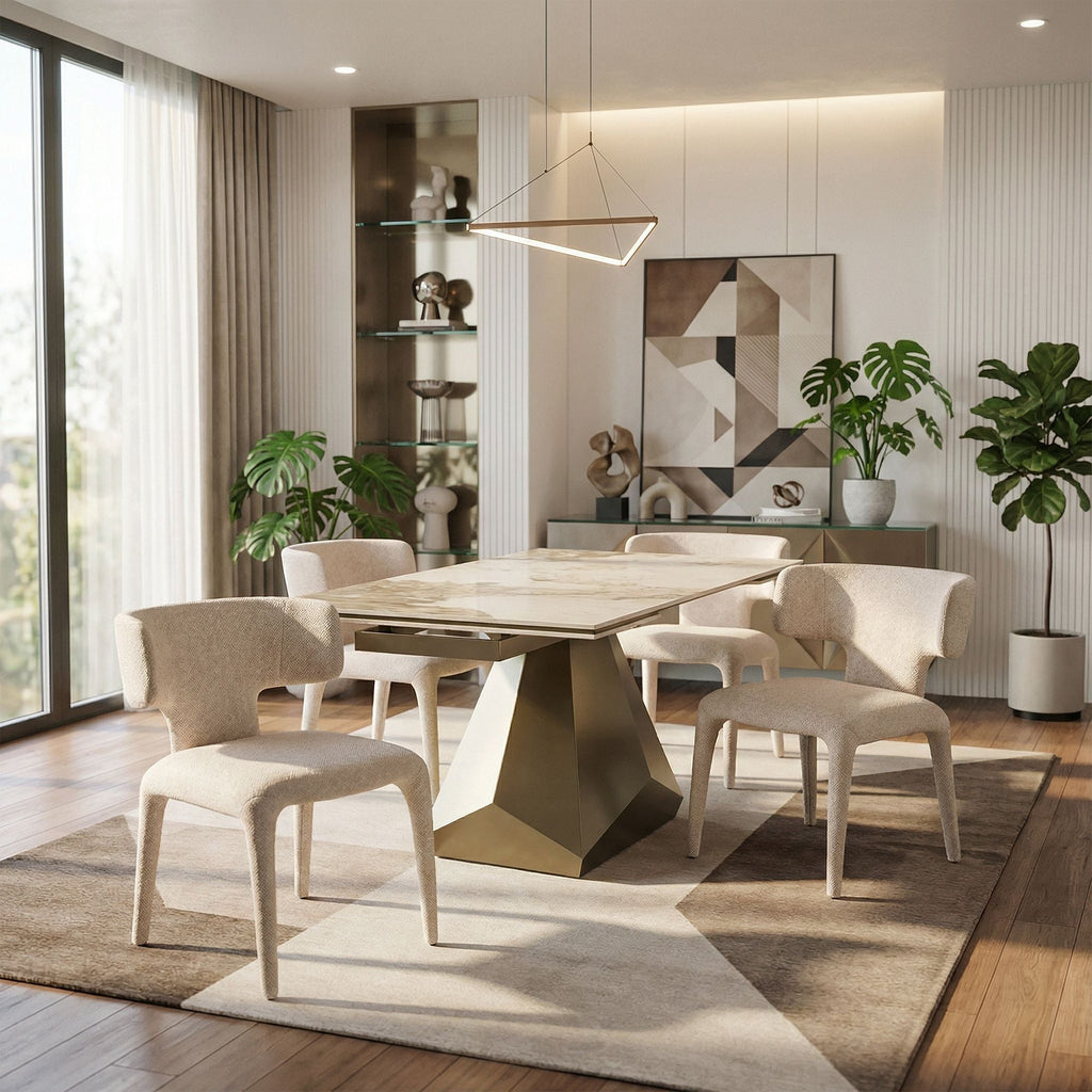 Contemporary Dining Chair - Fabric-Wrapped Legs & Curved Back Design，2PCS/CTN