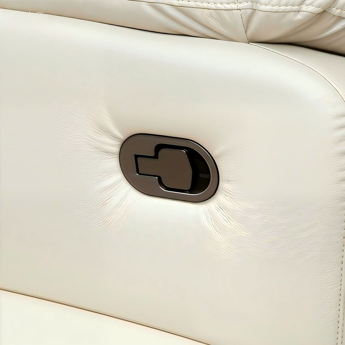Lume Power Recliner 1-Seater Sofa in Ivory Faux Leather with Hidden Cupholders