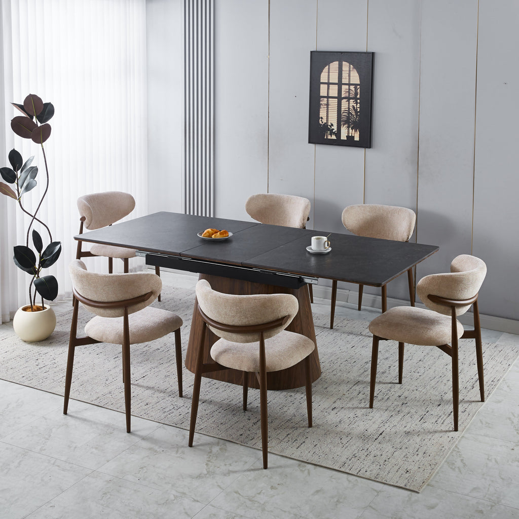 Extendable Black Ceramic Dining Table with Cone Base (62.99 / 78.74 × 35.43 × 29.53)