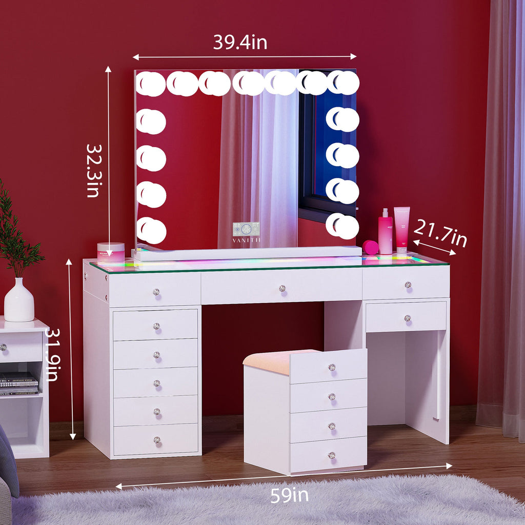 VANITII Eva Vanity Set-12 Storage Drawers Set with Marilyn Vanity Mirror