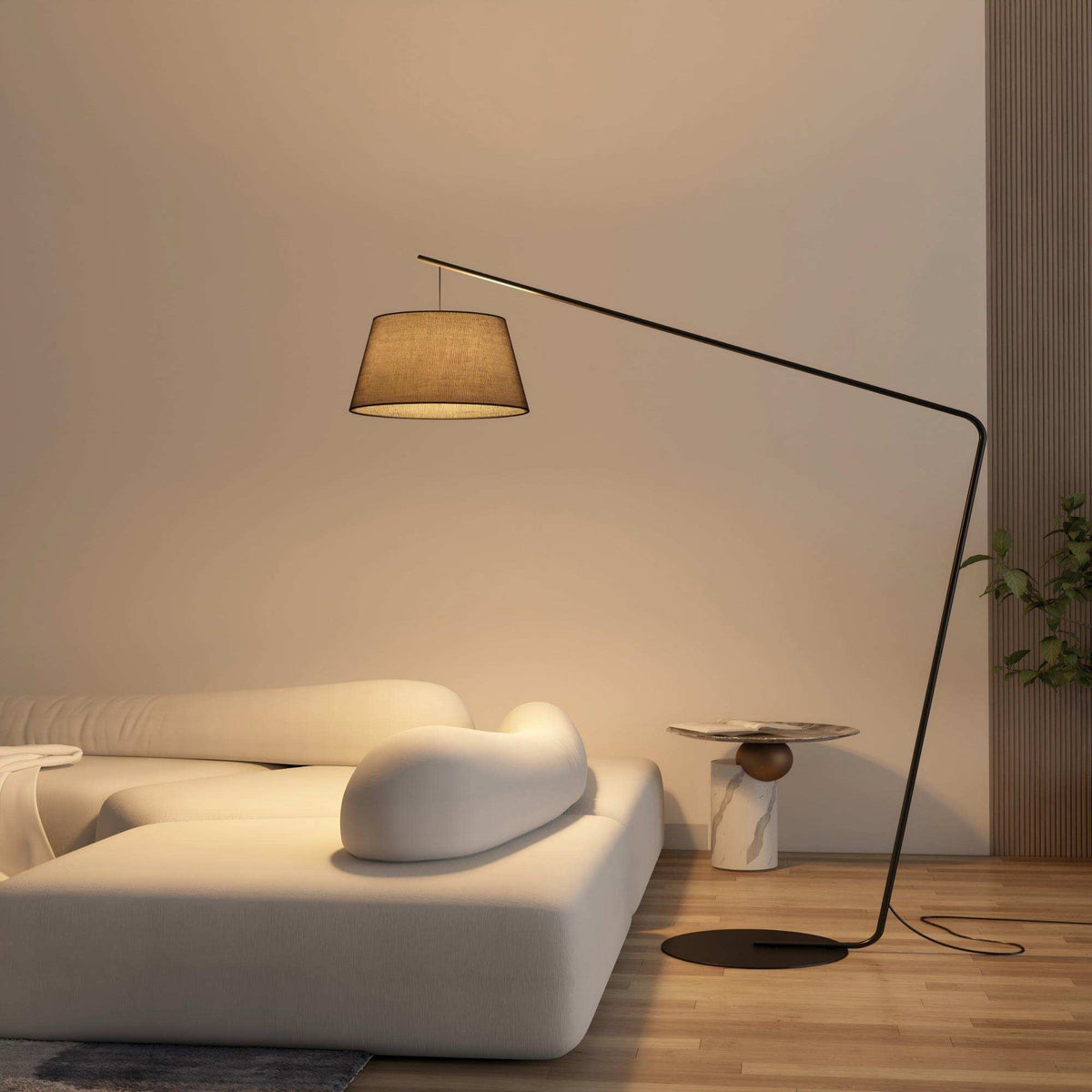 Modern 70" Floor Lamp: Black Iron Frame & Linen Shade for Living Room/Bedroom (US Standard Plug)