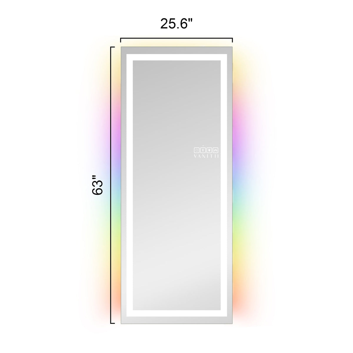VANITII Luxury Full Length Vanity Mirror Pro with dimensions 25.6 inches wide by 63 inches high