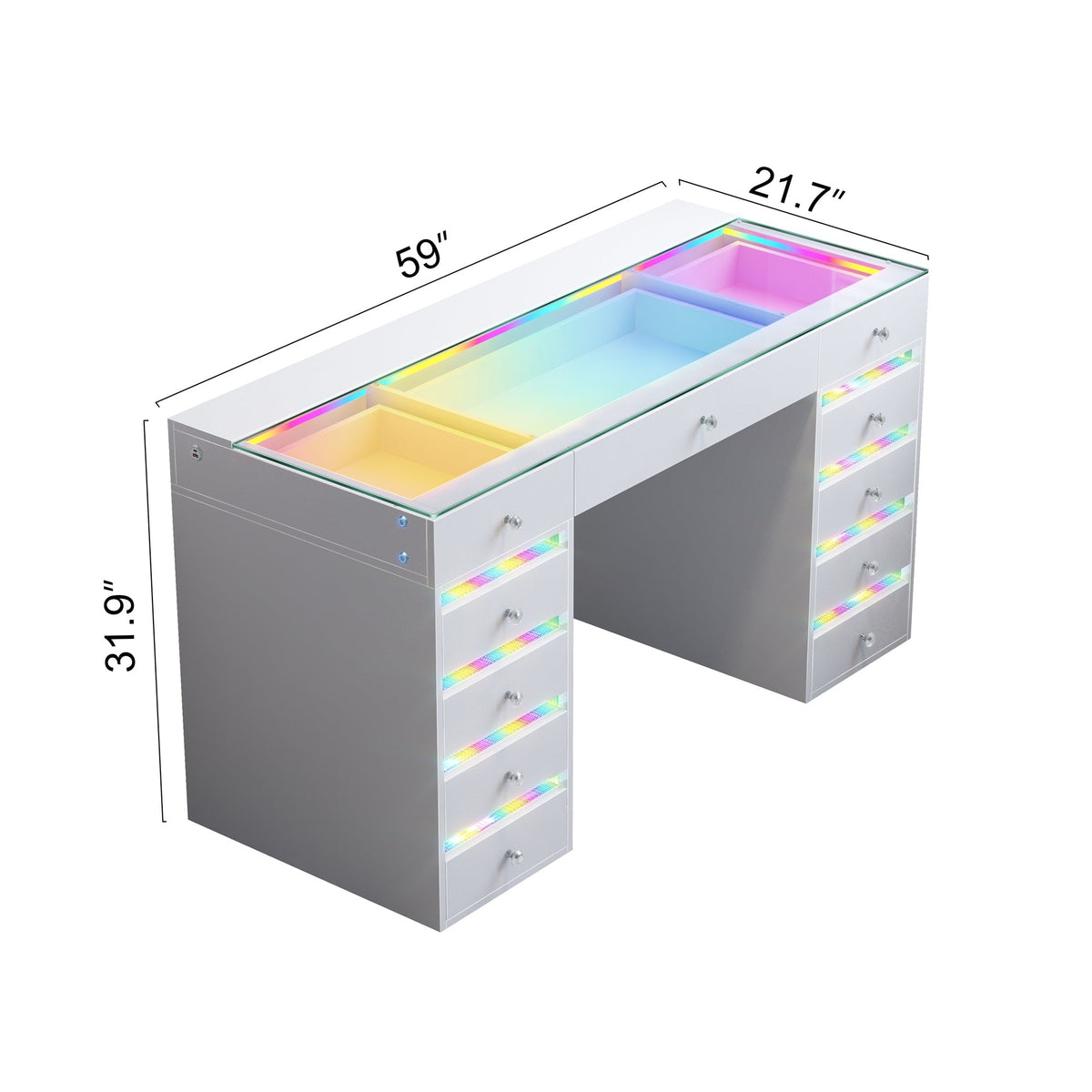 VANITII Fenair Drawer Vanity Table with RGB Lighting