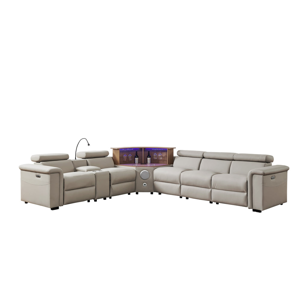 Luxury Leather Power Recliner with Rising Cabinet