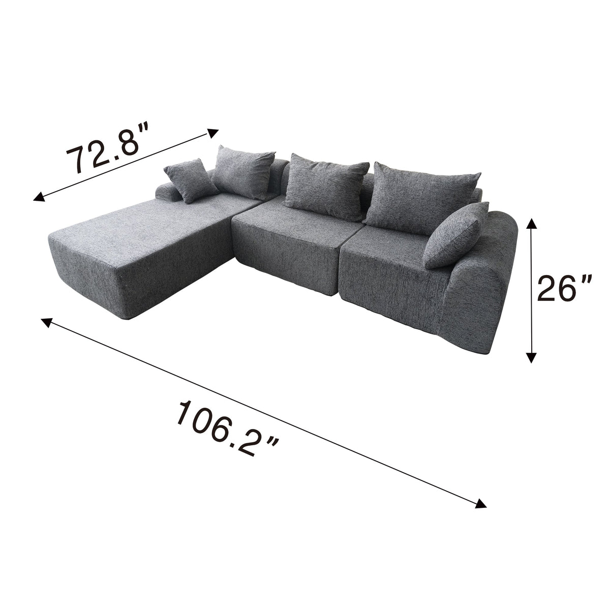 VANITII Modular Compressed Sectional Sofa - Multi-Piece Compressible Sofa Set