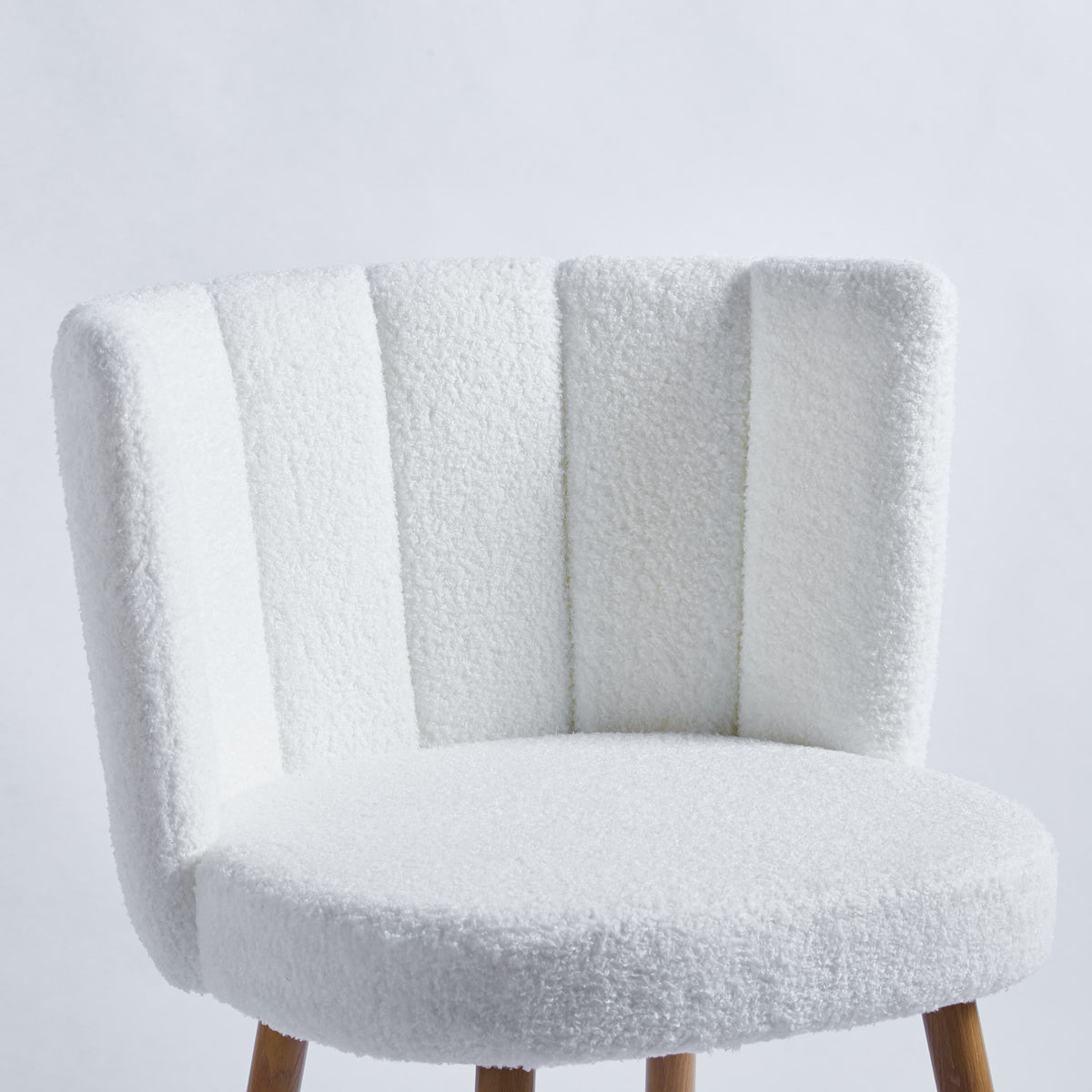 Modern White Dining Chairs - Iron Tube Wood-Color Legs, Shorthair Cushions 2pCS/CTN