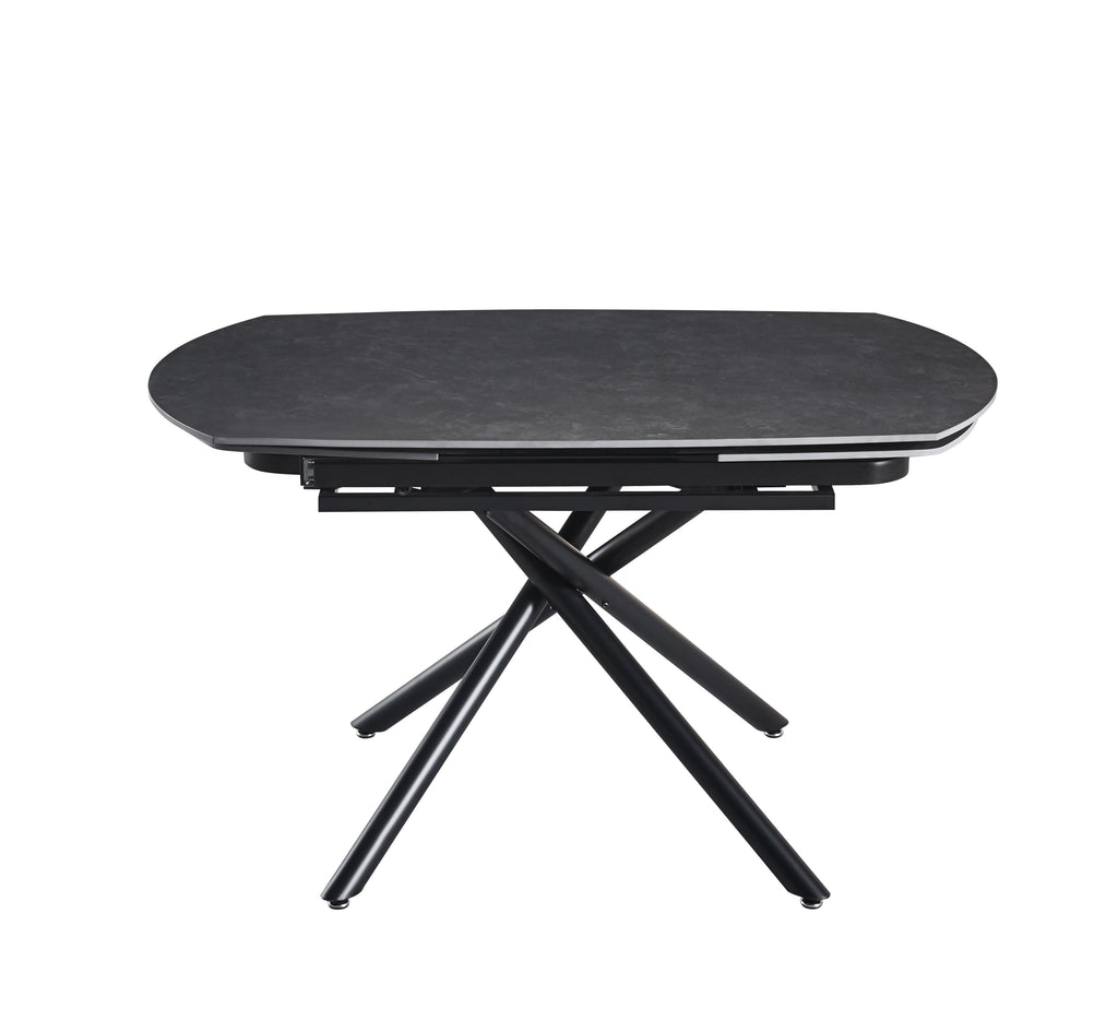 Extendable Ceramic Top Dining Table with Metal Legs (55.12 / 78.74 × 35.43 × 29.53)