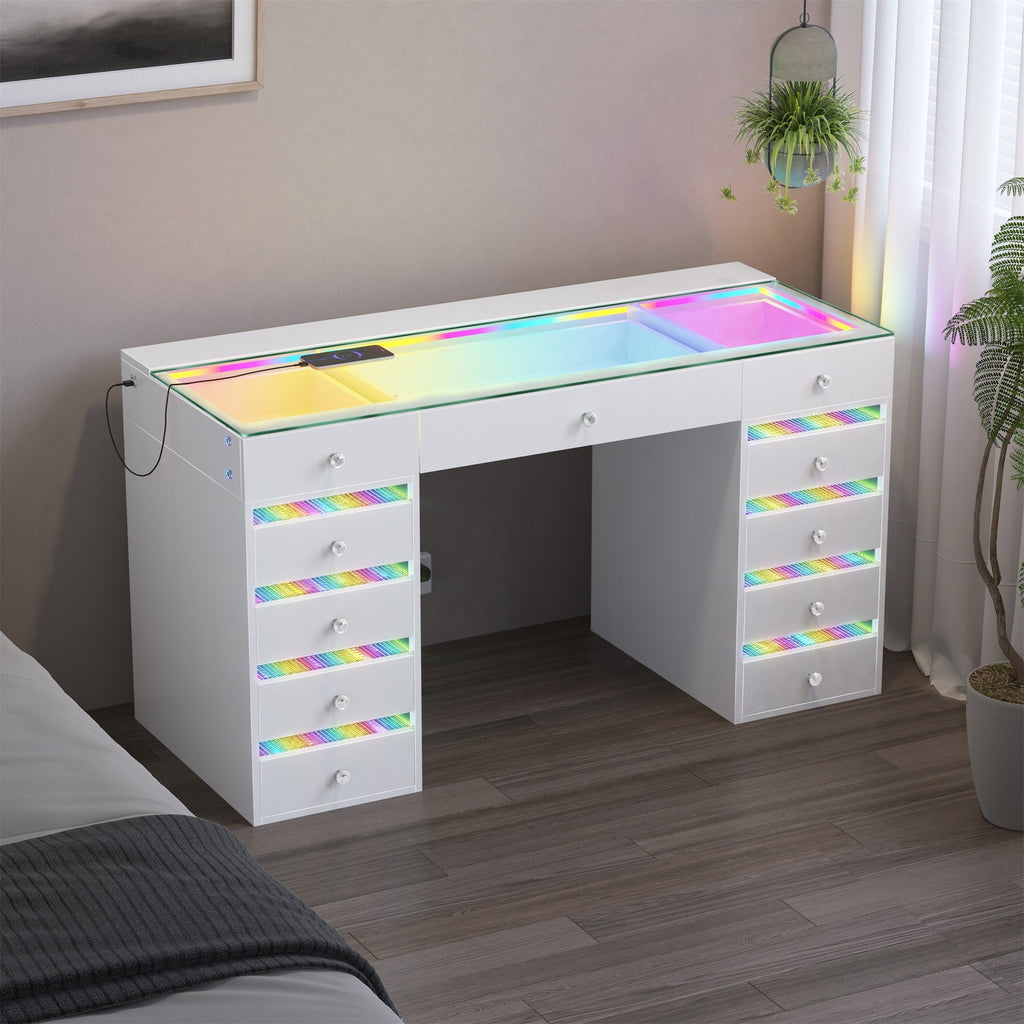 VANITII Fenair Drawer Vanity Table with RGB Lighting