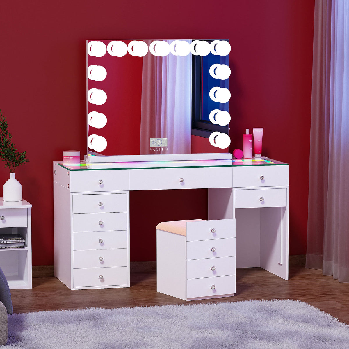 VANITII Eva Vanity Set-12 Storage Drawers Set with Marilyn Vanity Mirror