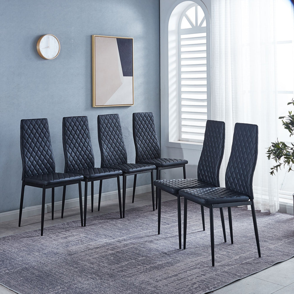 Black Quilted High-Back Dining Chairs  - Black Legs 4pCS/CTN
