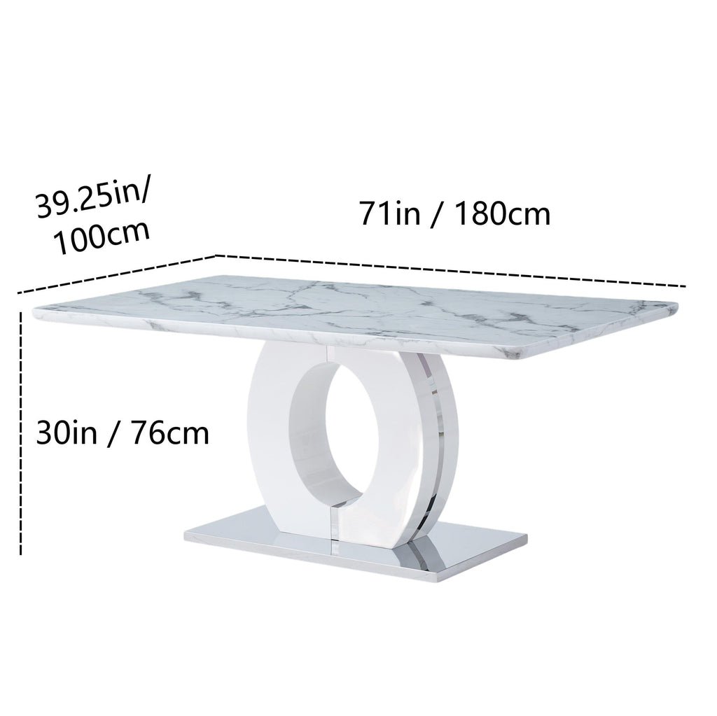 High Gloss Table and  Leather Chair-2PCS/CTN