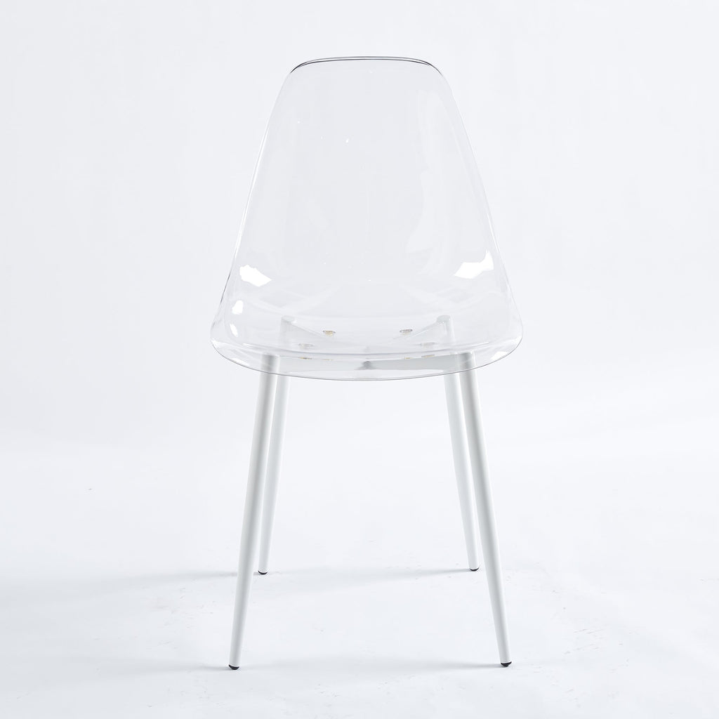 Clear Acrylic Accent Side Chairs w/ Metal Legs for Dining/Kitchen/Living Room 2pCS/CTN