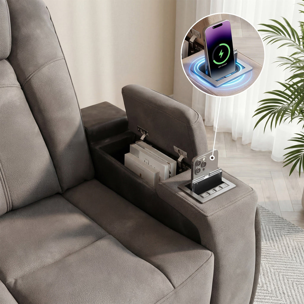 Charlie Modern Gray Power Recliner Loveseat – Dual Power Motion Seating