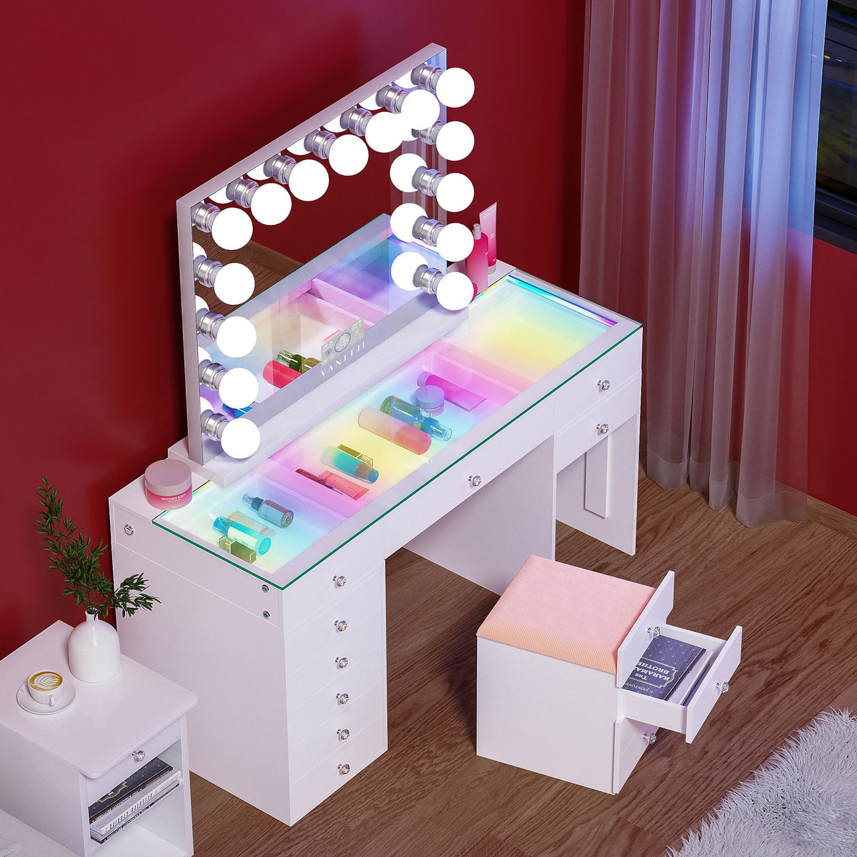 VANITII Eva Vanity Set-12 Storage Drawers Set with Marilyn Vanity Mirror