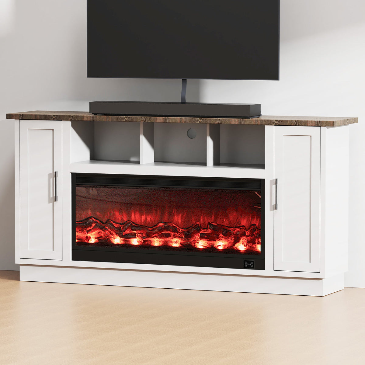 Fully Assembled TV stand with an electronic fireplace YQ18