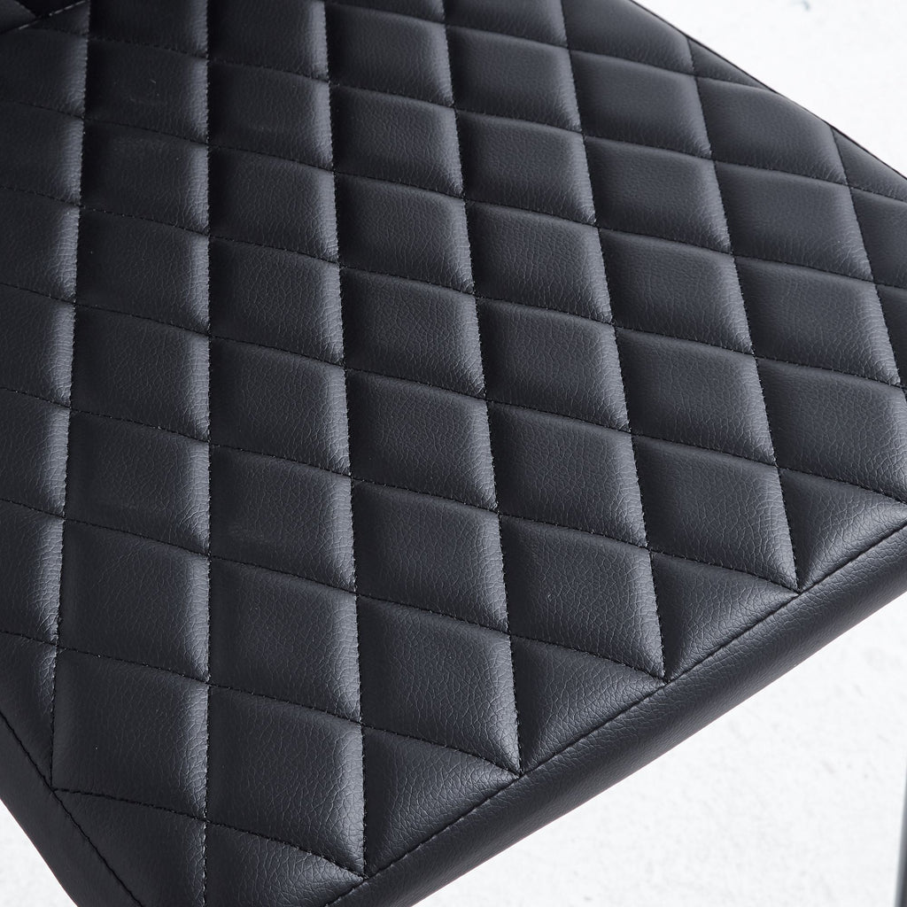 Black Quilted High-Back Dining Chairs  - Black Legs 4pCS/CTN