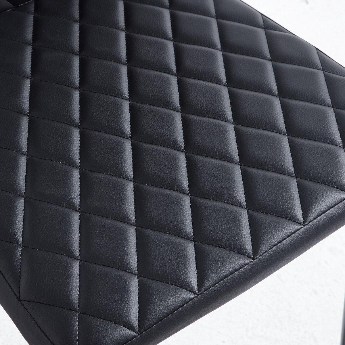 Black Quilted High-Back Dining Chairs  - Black Legs 4pCS/CTN