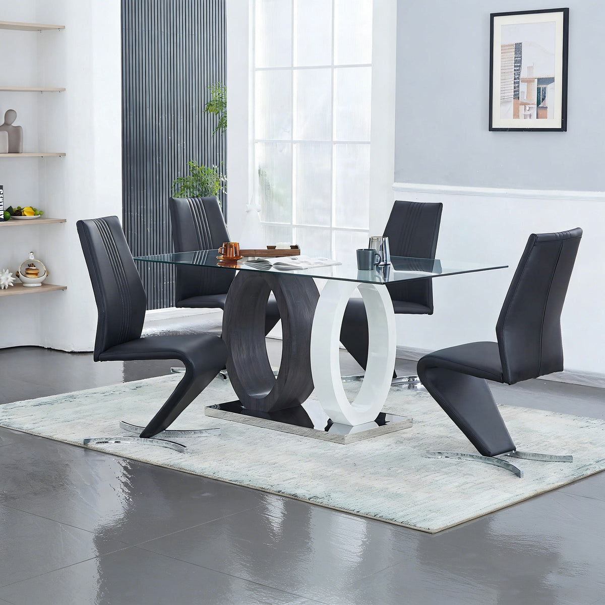 Black Faux Leather Dining Chairs-2PCS/CTN