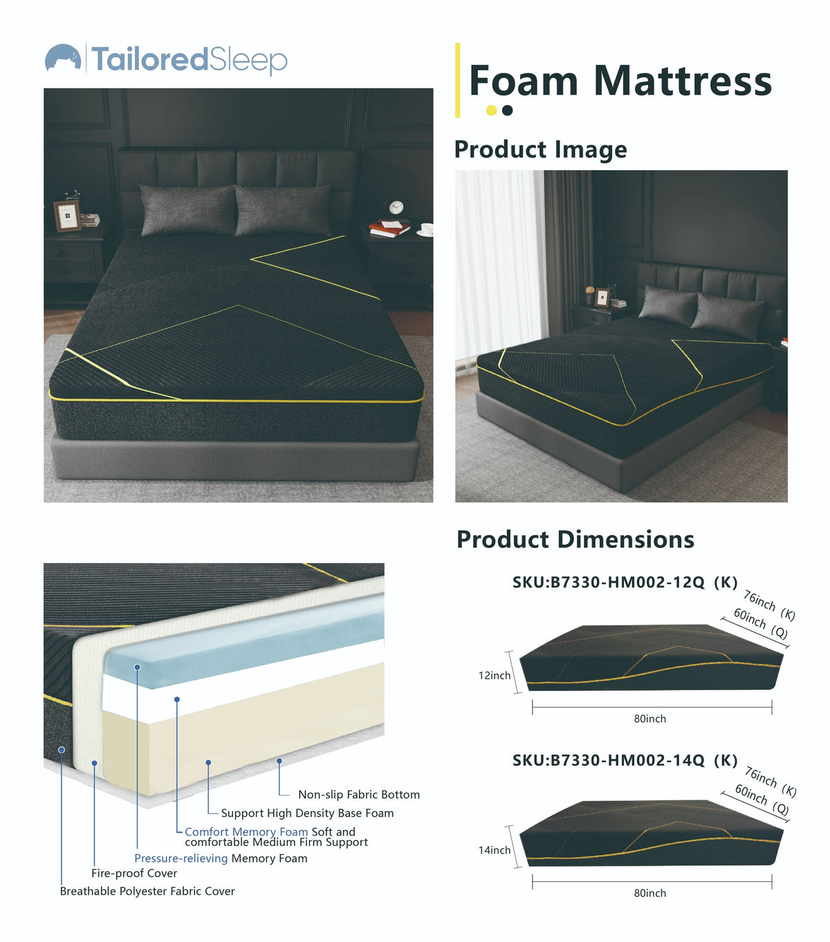 HM002 High-Density Foam Mattress (Queen / King)
