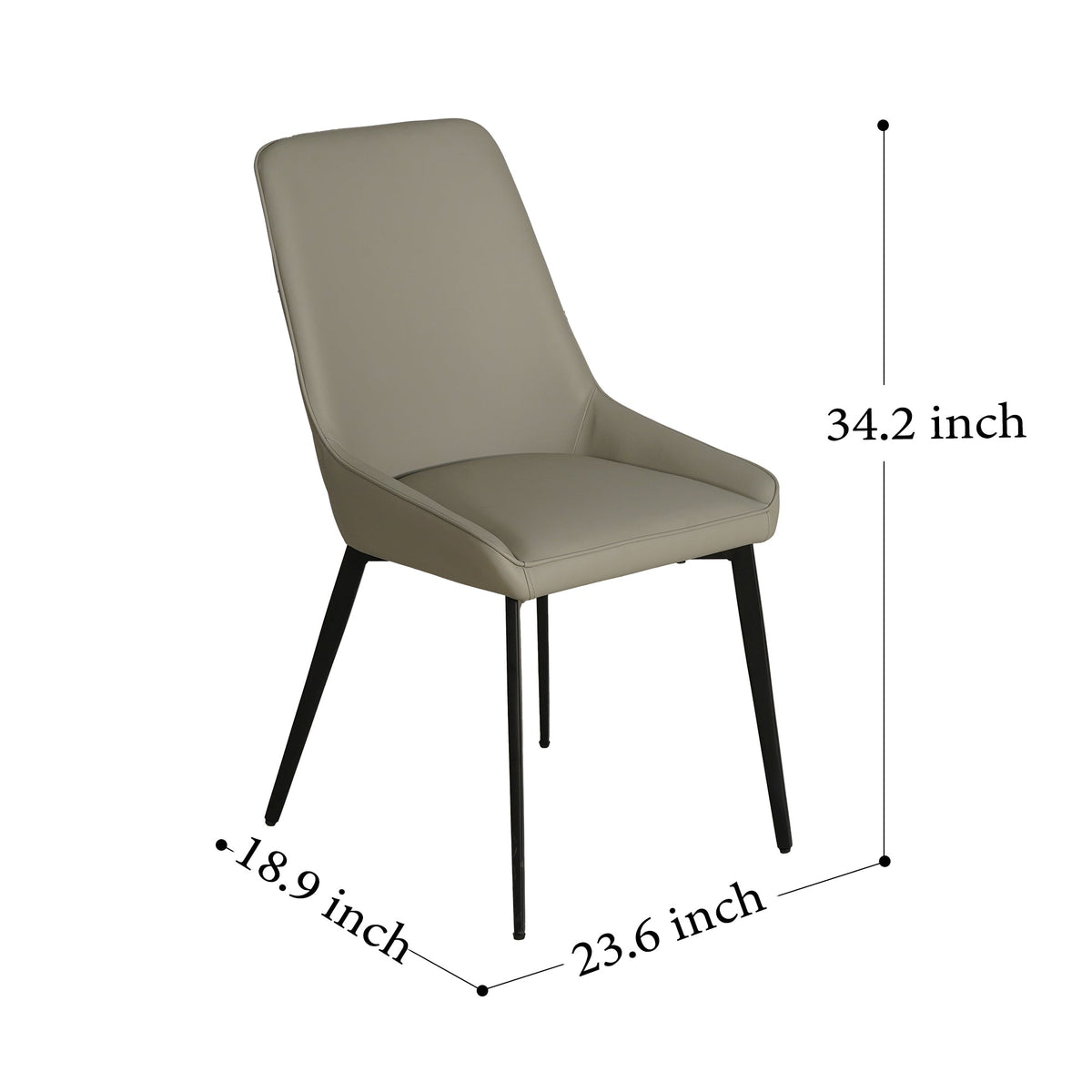PU Upholstered Dining Room Chair with Sturdy Black Metal Legs，2PCS/CTN