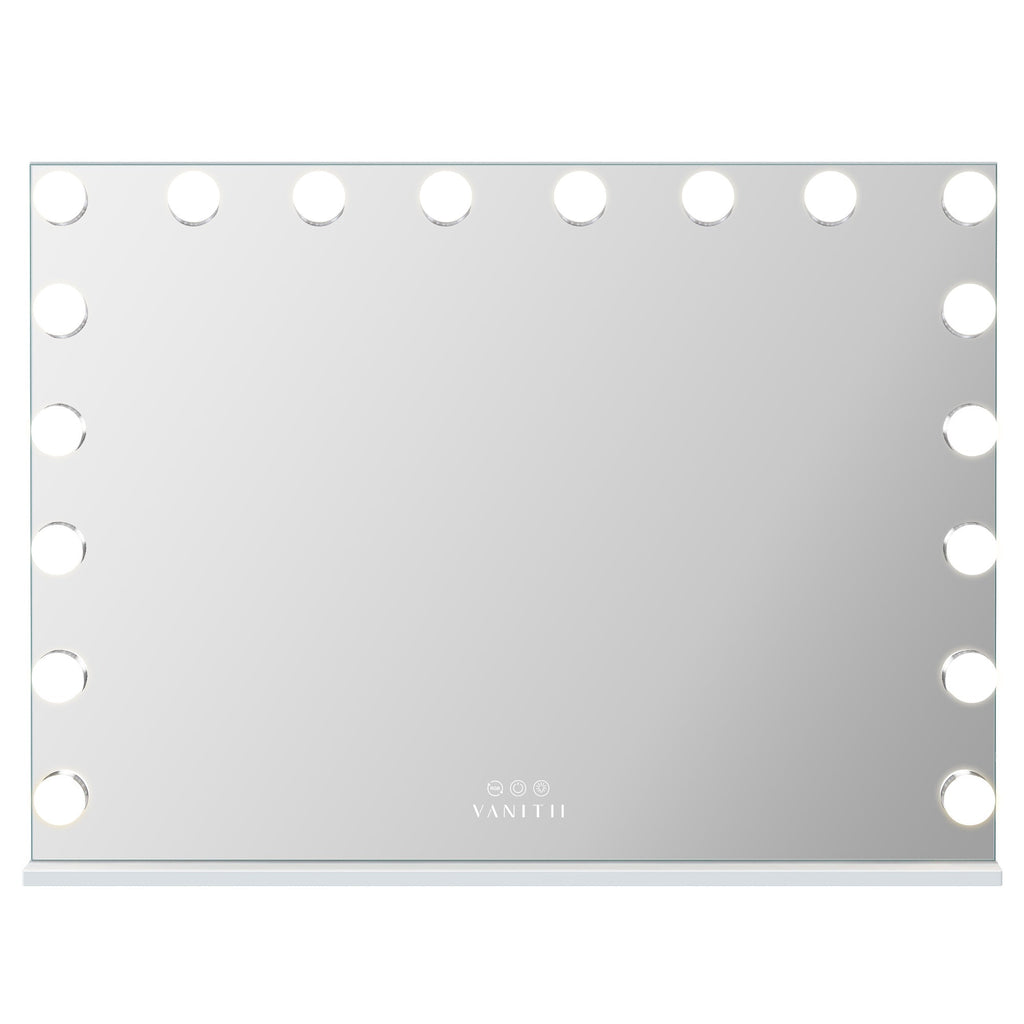 Rectangular mirror with circular cutouts on a white background