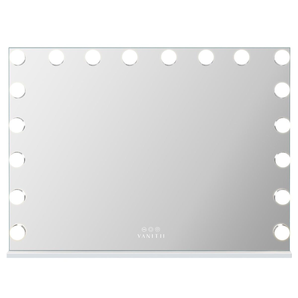 Rectangular mirror with circular cutouts on a white background