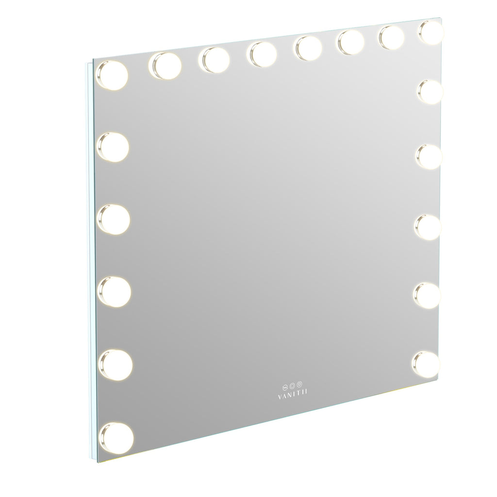 Makeup mirror with light bulbs on a white background