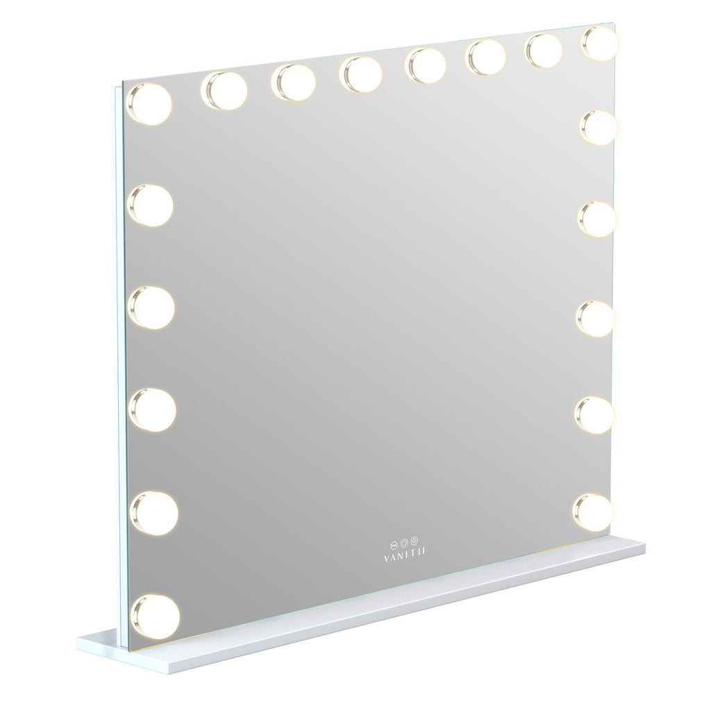 Hollywood-style makeup mirror with lights on a white background