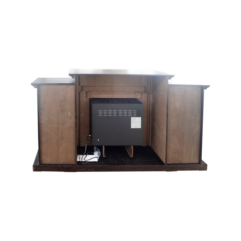 Dark Mahogany Ash Wood Veneer Fireplace TV Stand