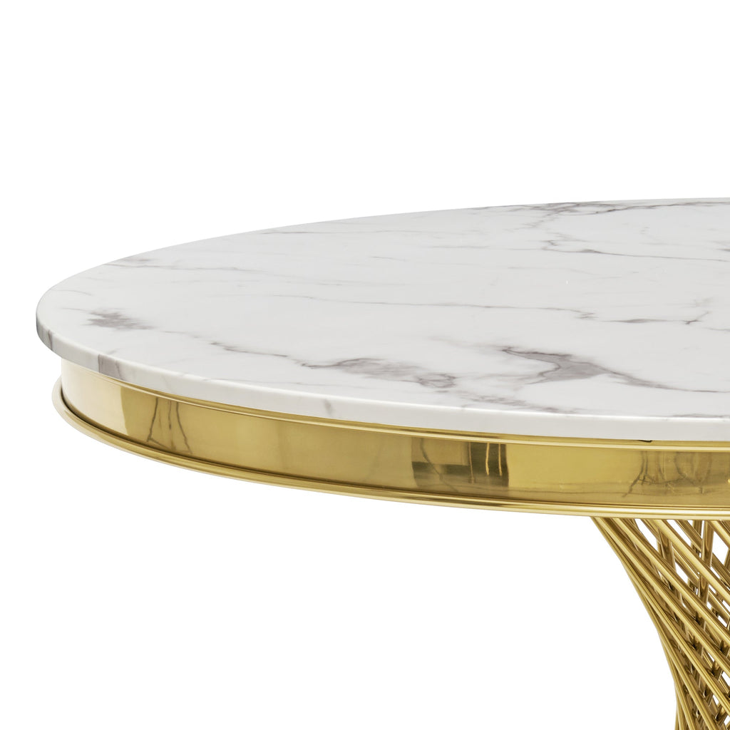 Modern Luxury Round Marble & Stainless Steel Dining Table