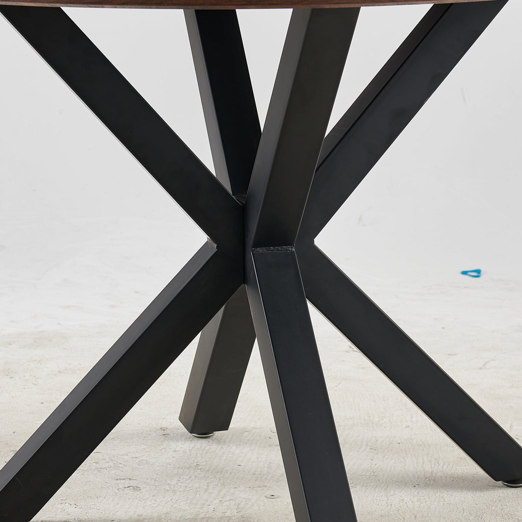 42.1'' Wood Color Mid-Century Dining Table (MDF Round Top, Cross Leg) – Seats 4-6,Dining Table