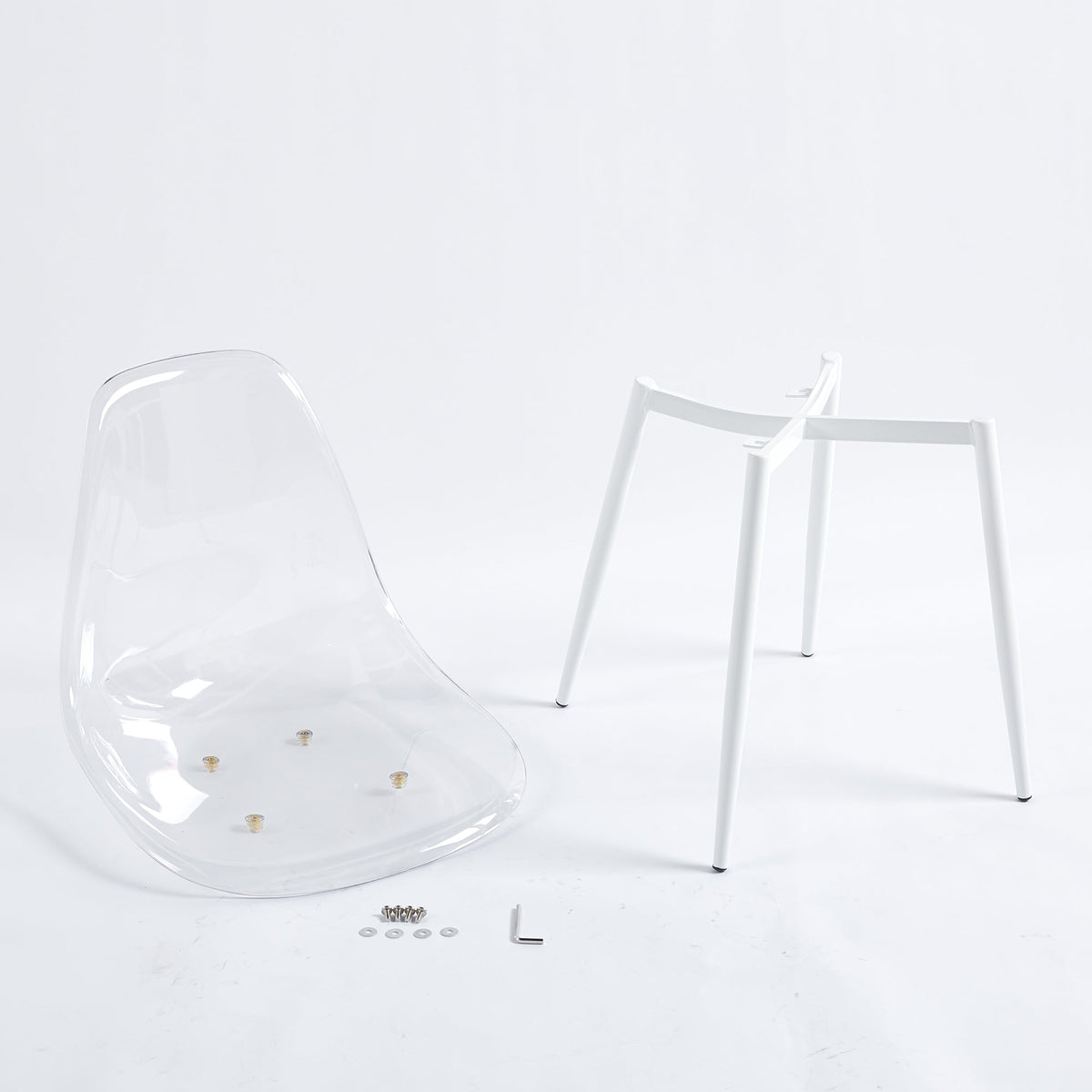 Clear Acrylic Accent Side Chairs w/ Metal Legs for Dining/Kitchen/Living Room 2pCS/CTN