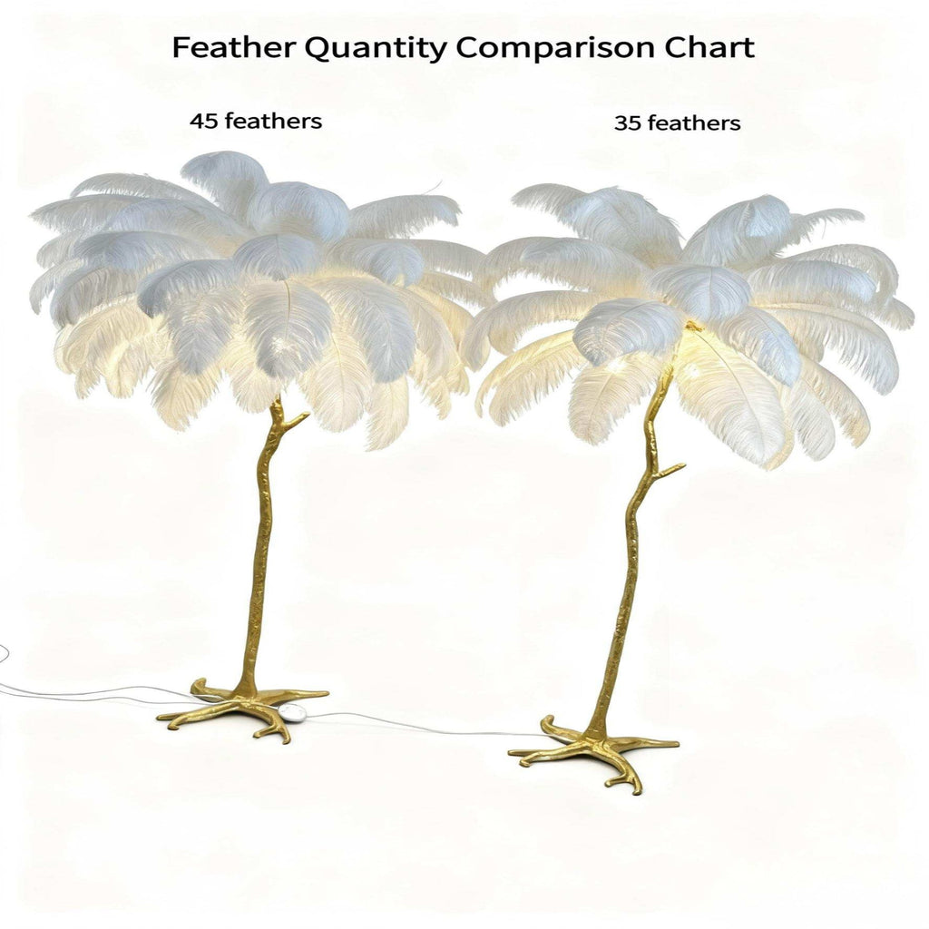 Ostrich Feather Floor Lamp | Golden 4-Light Branch