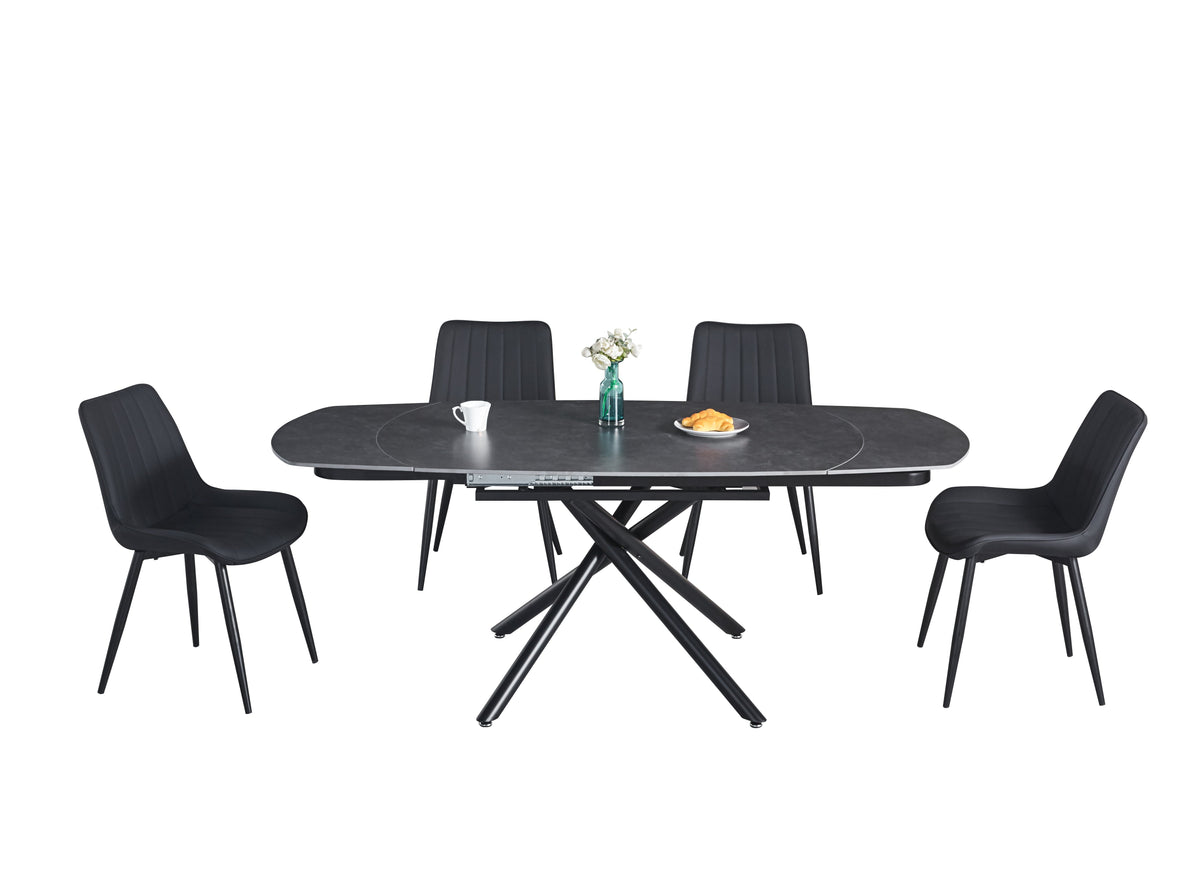 Extendable Ceramic Top Dining Table with Metal Legs (55.12 / 78.74 × 35.43 × 29.53)
