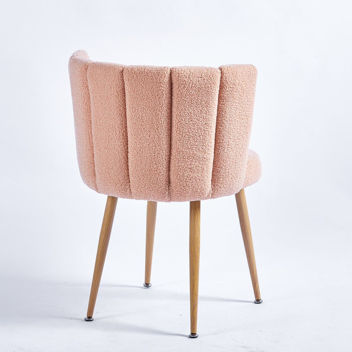 Modern Beige Dining Chairs - Iron Tube Wood-Color Legs, Shorthair Cushions 2pCS/CTN