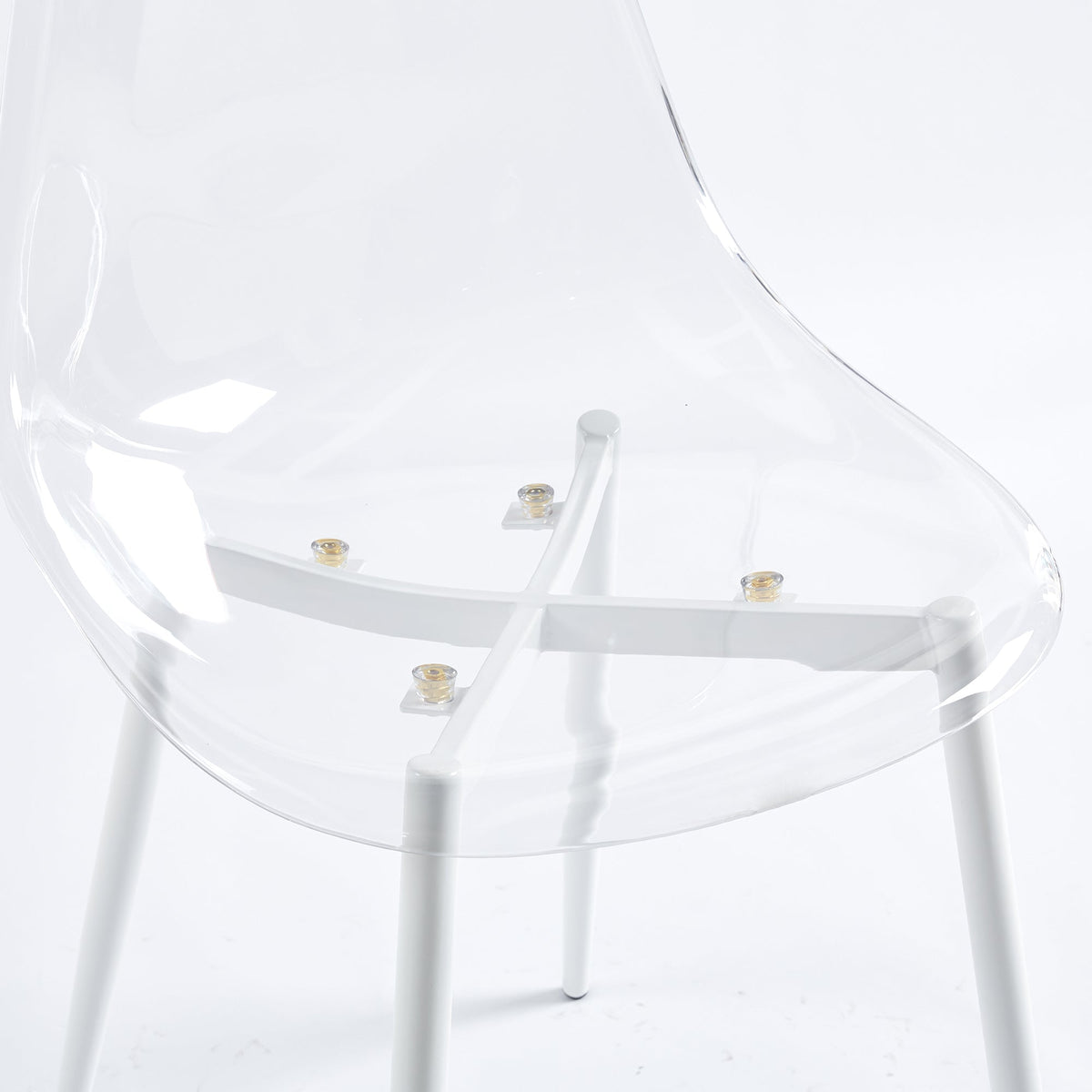 Clear Acrylic Accent Side Chairs w/ Metal Legs for Dining/Kitchen/Living Room 2pCS/CTN