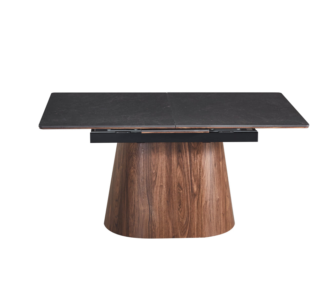Extendable Black Ceramic Dining Table with Cone Base (62.99 / 78.74 × 35.43 × 29.53)