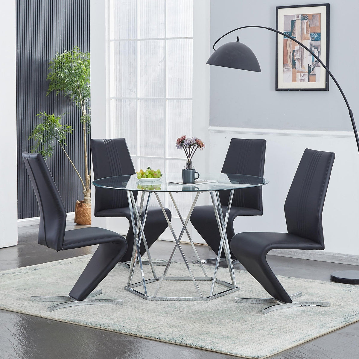 Black Faux Leather Dining Chairs-2PCS/CTN