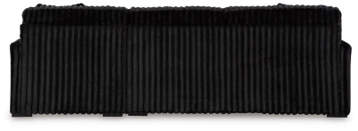 Black sectional with a textured corduroy fabric