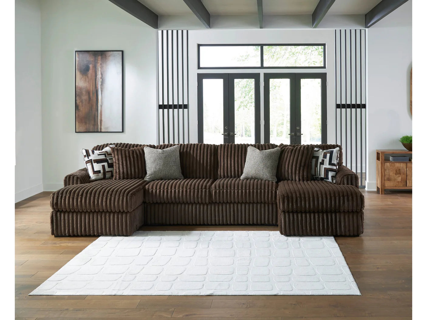 Midnight-Madness Chocolate 3-Piece Sectional with Chaise