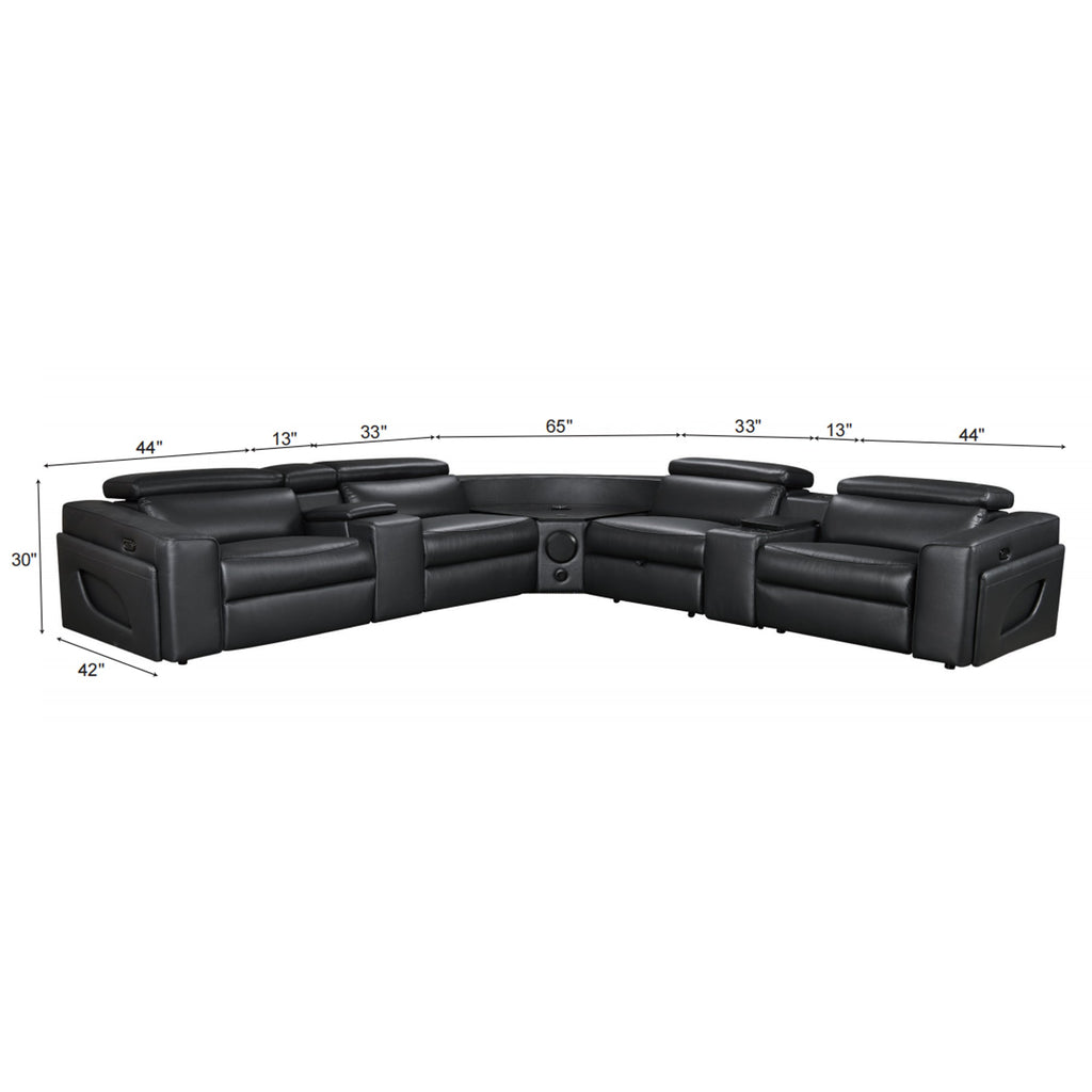 Power Recliner Air Leather Sectional MC3028A Black