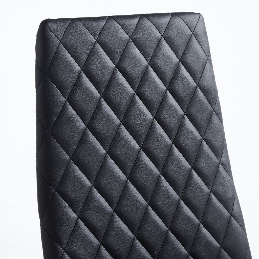 Black Quilted High-Back Dining Chairs  - Black Legs 4pCS/CTN