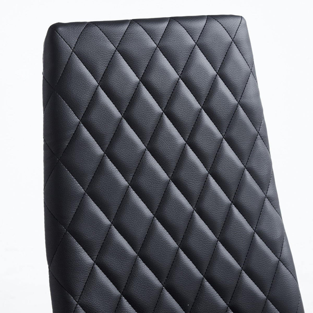 Black Quilted High-Back Dining Chairs  - Black Legs 4pCS/CTN