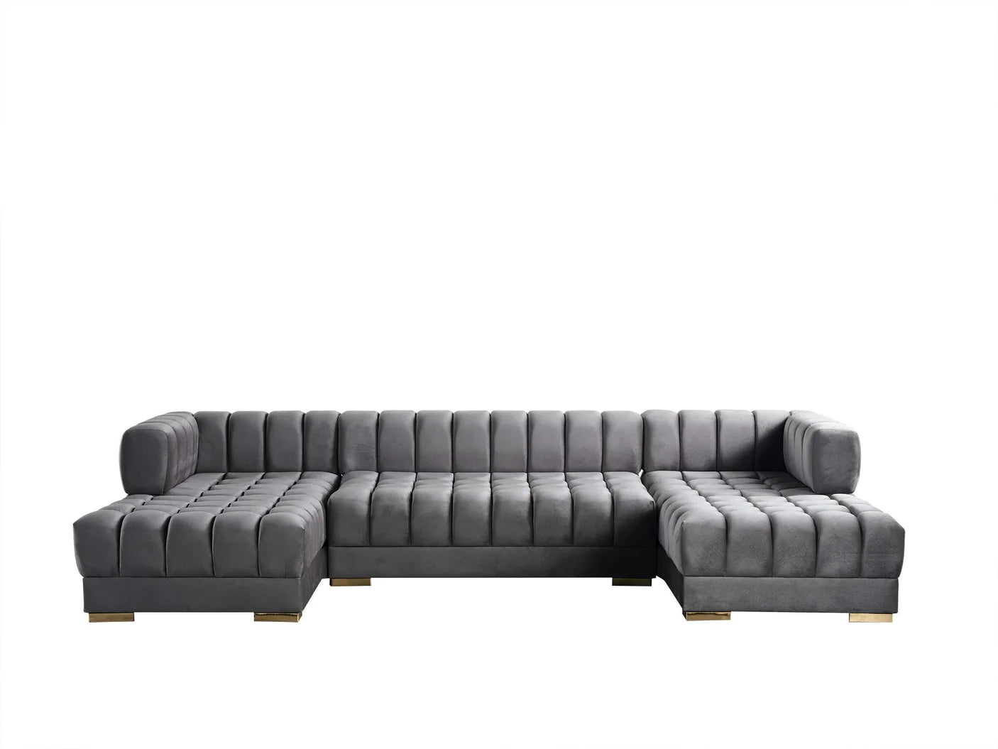 Gray sectional sofa on a white background