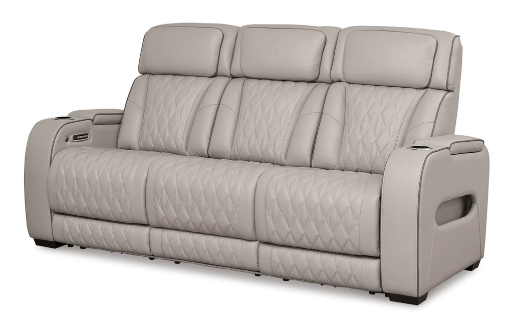 Gray reclining sofa on a white background