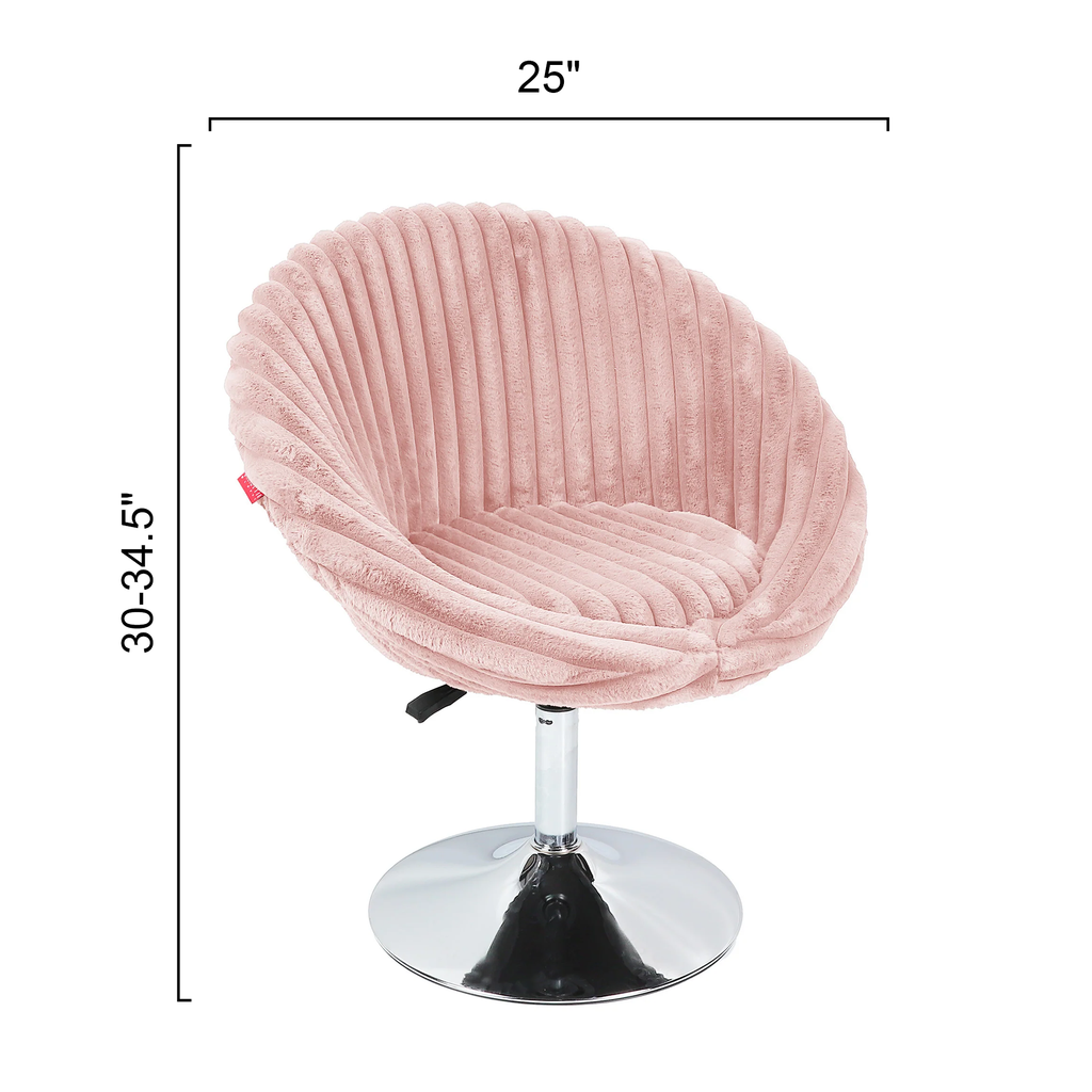 Bella Swivel Rabbit Fur Vanity Chair with Back