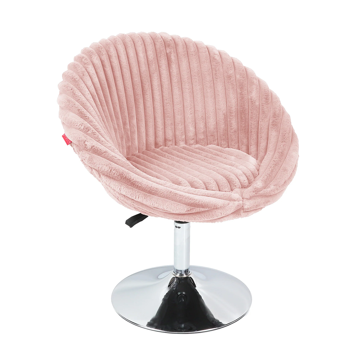 Bella Swivel Rabbit Fur Vanity Chair with Back